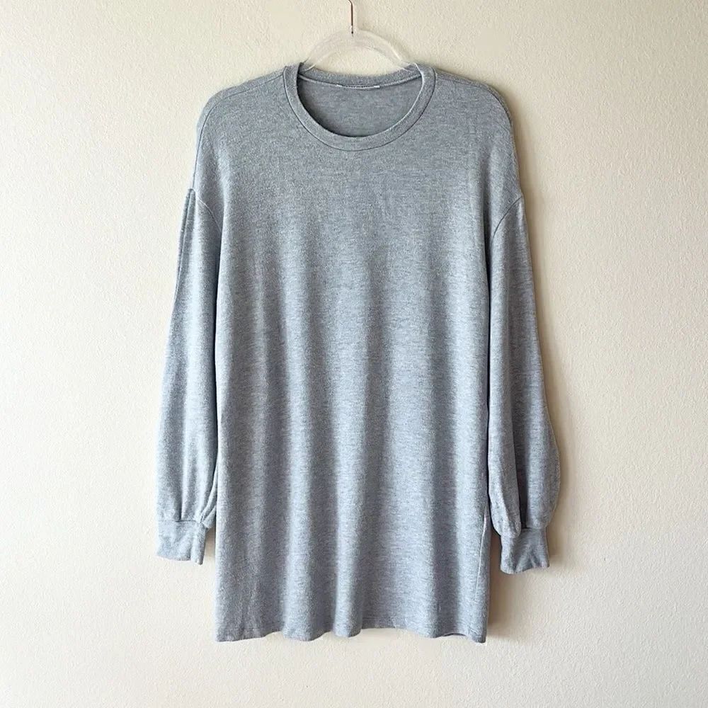 Reformation Gray Oversized Long Sleeves Shirt Dress